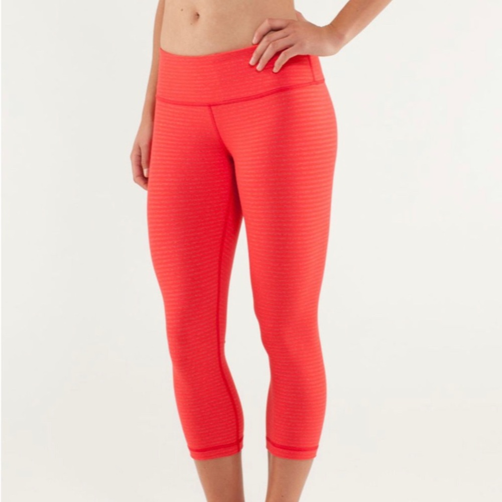 Lululemon Wunder Under Crop Stripe Love Red, 8